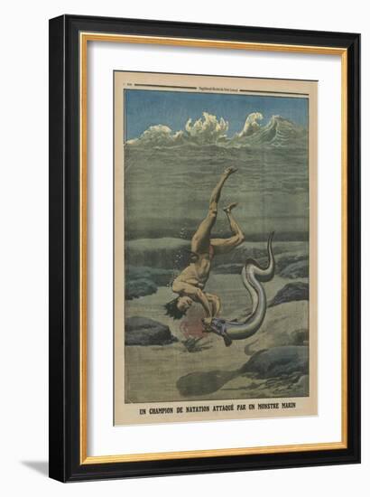 A Swimming Champion Attacked by a Sea Monster-French-Framed Giclee Print