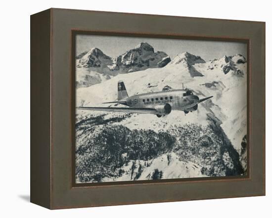 A Swissair plane flying near St Moritz Aerodrome, Switzerland, c1936 (c1937)-Unknown-Framed Premier Image Canvas