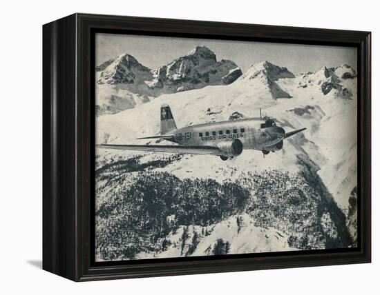 A Swissair plane flying near St Moritz Aerodrome, Switzerland, c1936 (c1937)-Unknown-Framed Premier Image Canvas