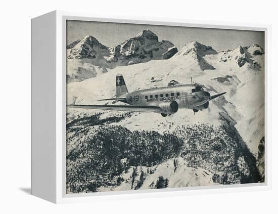 A Swissair plane flying near St Moritz Aerodrome, Switzerland, c1936 (c1937)-Unknown-Framed Premier Image Canvas