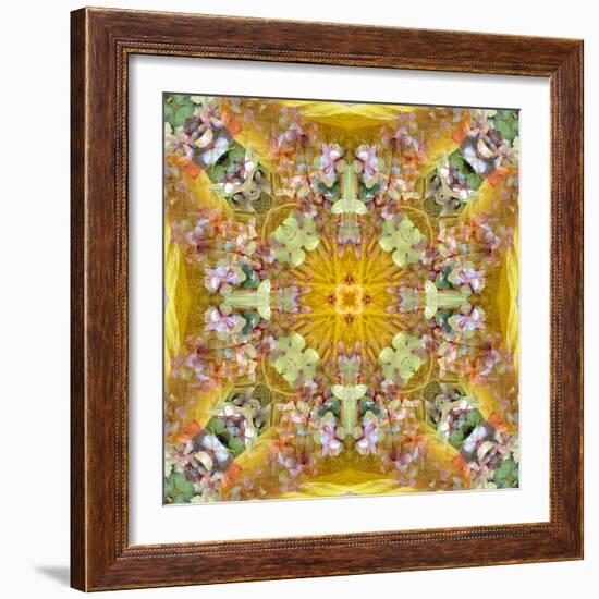 A Symmetric Floral Montage with Yellow Autumn Leafes-Alaya Gadeh-Framed Photographic Print