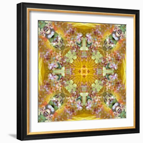 A Symmetric Floral Montage with Yellow Autumn Leafes-Alaya Gadeh-Framed Photographic Print