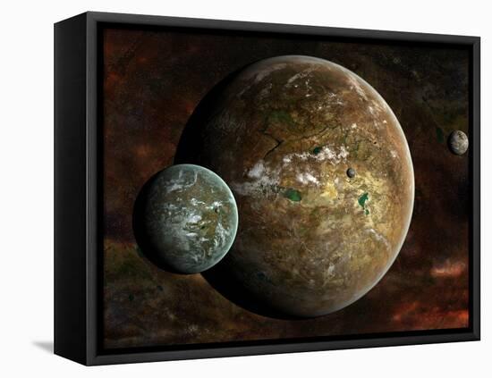 A System of Extraterrestrial Planets and their Moons-Stocktrek Images-Framed Premier Image Canvas