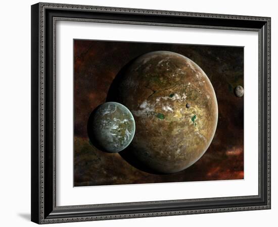 A System of Extraterrestrial Planets and their Moons-Stocktrek Images-Framed Photographic Print