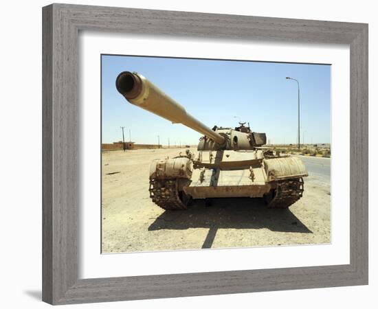 A T-55 Tank Destroyed by Nato Forces in the Desert North of Ajadabiya, Libya-Stocktrek Images-Framed Photographic Print