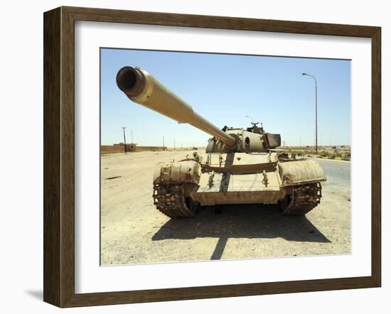 A T-55 Tank Destroyed by Nato Forces in the Desert North of Ajadabiya, Libya-Stocktrek Images-Framed Photographic Print