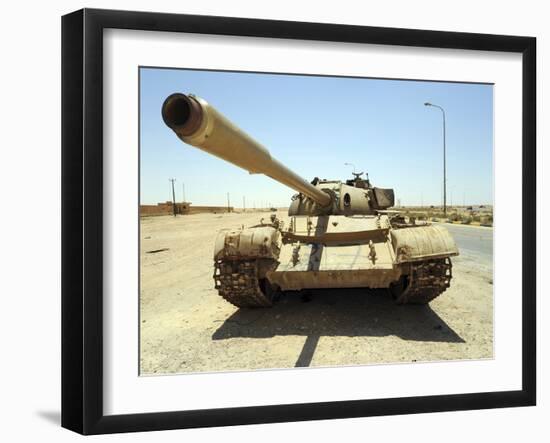 A T-55 Tank Destroyed by Nato Forces in the Desert North of Ajadabiya, Libya-Stocktrek Images-Framed Photographic Print