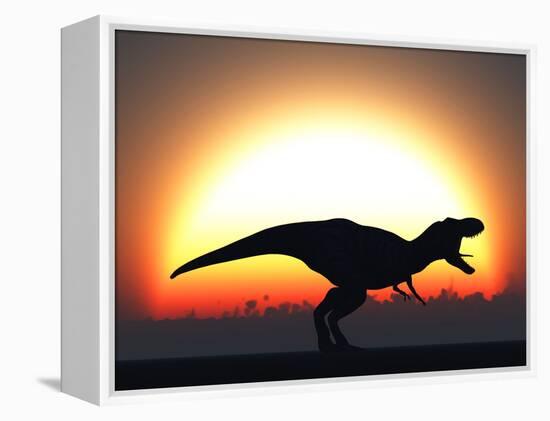 A T. Rex Silhouetted Against the Setting Sun at the End of a Prehistoric Day-Stocktrek Images-Framed Premier Image Canvas