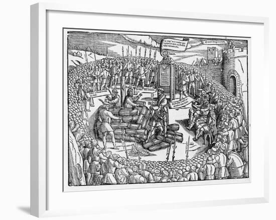 A Table Describing the Burning of Bishop Ridley and Father Latimer at Oxford-null-Framed Giclee Print