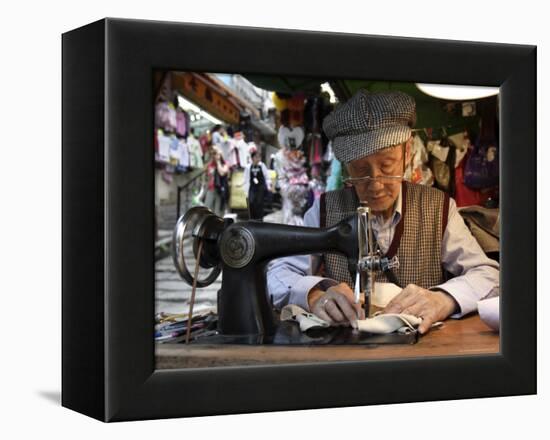 A Tailor at Work in Hong Kong, China-Andrew Mcconnell-Framed Premier Image Canvas