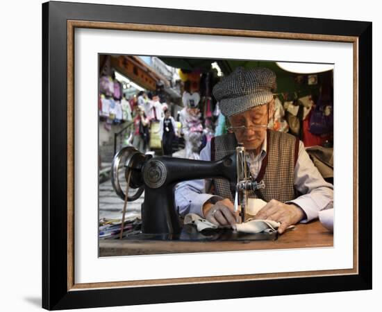 A Tailor at Work in Hong Kong, China-Andrew Mcconnell-Framed Photographic Print