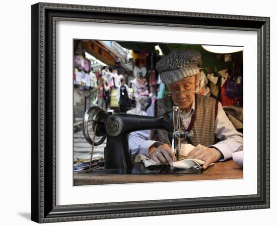 A Tailor at Work in Hong Kong, China-Andrew Mcconnell-Framed Photographic Print