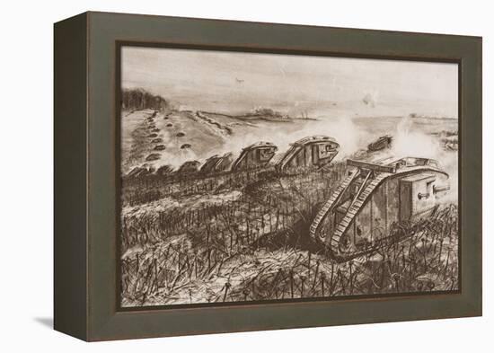 A Tank Offensive at Cambrai, France, Illustration from 'The Outline of History' by H.G. Wells,…-English School-Framed Premier Image Canvas