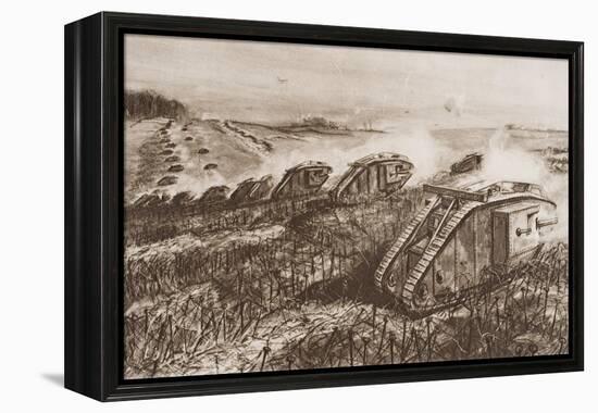 A Tank Offensive at Cambrai, France, Illustration from 'The Outline of History' by H.G. Wells,…-English School-Framed Premier Image Canvas