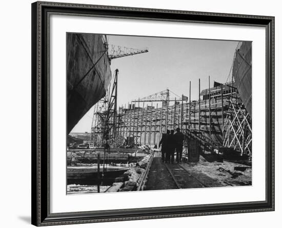 A Tanker Being Built for Norway in the Gotaverken Shipyards-Carl Mydans-Framed Premium Photographic Print
