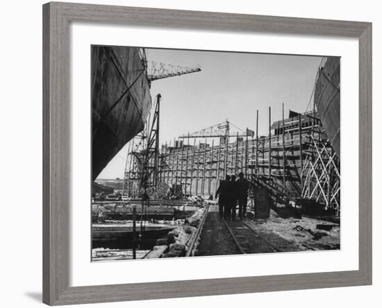 A Tanker Being Built for Norway in the Gotaverken Shipyards-Carl Mydans-Framed Premium Photographic Print