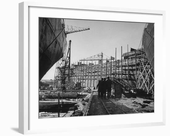 A Tanker Being Built for Norway in the Gotaverken Shipyards-Carl Mydans-Framed Premium Photographic Print