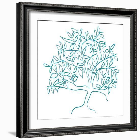 A Teal Tree-Jan Weiss-Framed Art Print