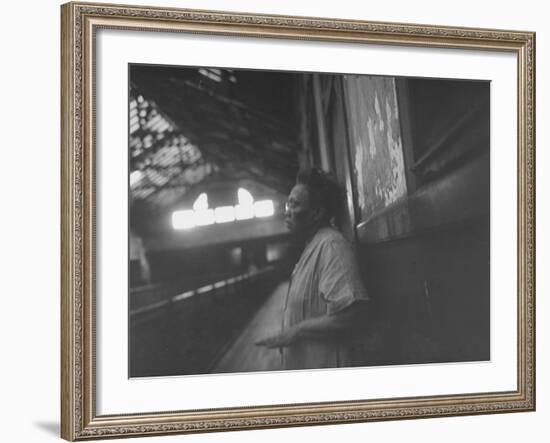 A Tenent of the Mecca Building Loitering in the Hallways of the Building-null-Framed Photographic Print