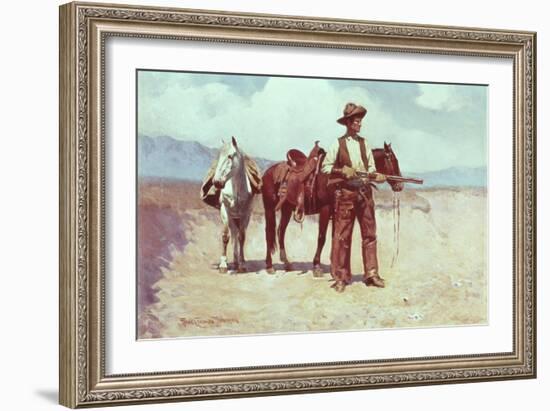 A Tense Moment-Frank Tenney Johnson-Framed Giclee Print