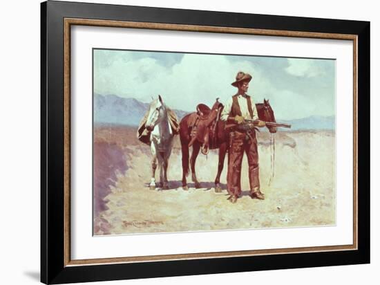 A Tense Moment-Frank Tenney Johnson-Framed Giclee Print