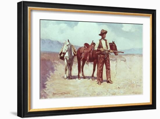 A Tense Moment-Frank Tenney Johnson-Framed Giclee Print