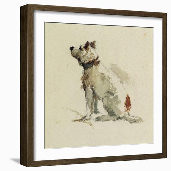 A Terrier, Sitting Facing Left (W/C on Paper)-Peter De Wint-Framed Giclee Print