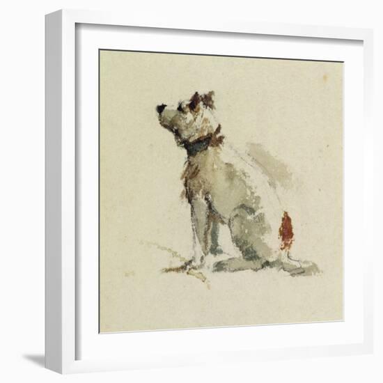 A Terrier, Sitting Facing Left (W/C on Paper)-Peter De Wint-Framed Giclee Print