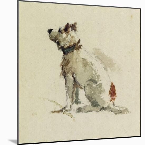 A Terrier, Sitting Facing Left (W/C on Paper)-Peter De Wint-Mounted Giclee Print