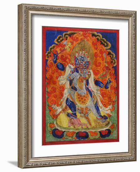 A Terrifying Deity in Yab-Yum, 19th century-Tibetan School-Framed Giclee Print