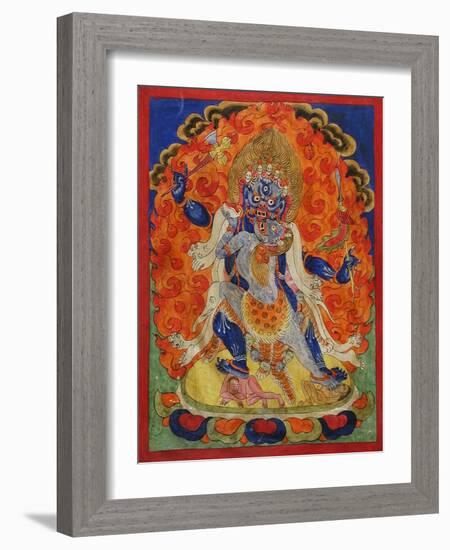 A Terrifying Deity in Yab-Yum, 19th century-Tibetan School-Framed Giclee Print