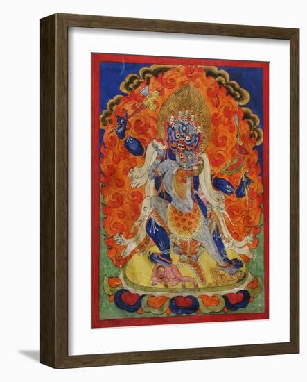 A Terrifying Deity in Yab-Yum, 19th century-Tibetan School-Framed Giclee Print