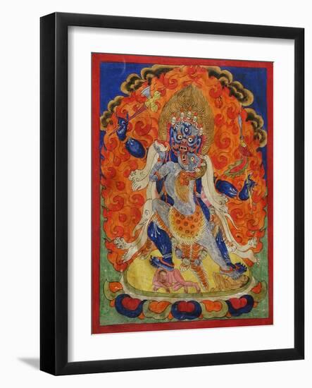 A Terrifying Deity in Yab-Yum, 19th century-Tibetan School-Framed Giclee Print