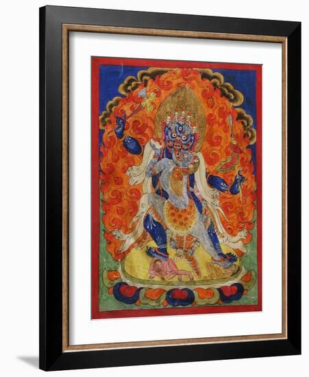 A Terrifying Deity in Yab-Yum, 19th century-Tibetan School-Framed Giclee Print