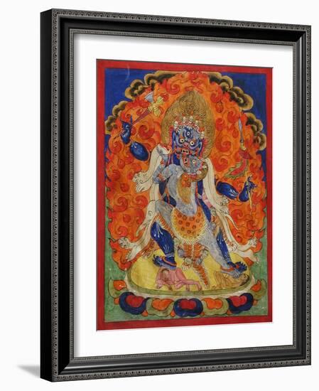 A Terrifying Deity in Yab-Yum, 19th century-Tibetan School-Framed Giclee Print