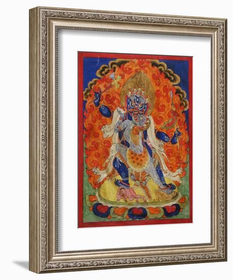 A Terrifying Deity in Yab-Yum, 19th century-Tibetan School-Framed Giclee Print