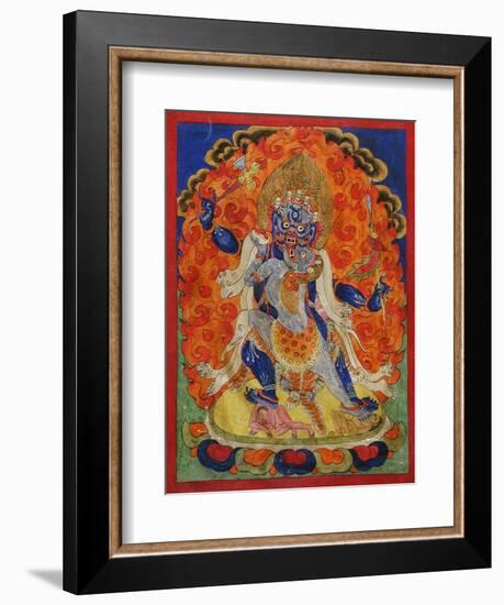 A Terrifying Deity in Yab-Yum, 19th century-Tibetan School-Framed Giclee Print