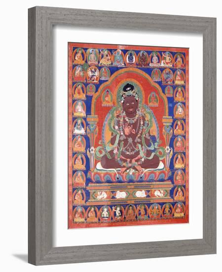 A Thang-Ka Depicting the Mahasiddha Bir Va Pa, C. 1600-null-Framed Giclee Print