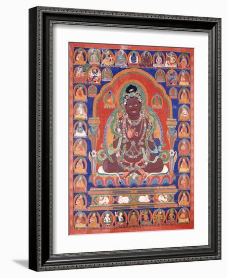 A Thang-Ka Depicting the Mahasiddha Bir Va Pa, C. 1600-null-Framed Giclee Print