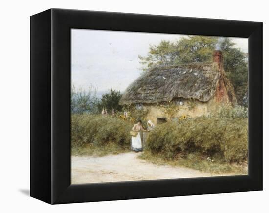 A Thatched Cottage Near Peaslake, Surrey-Helen Allingham-Framed Premier Image Canvas