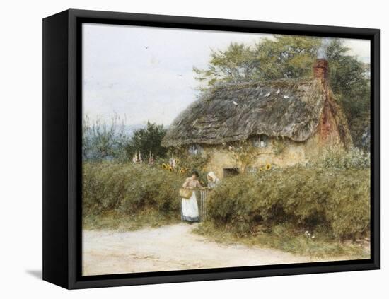 A Thatched Cottage Near Peaslake, Surrey-Helen Allingham-Framed Premier Image Canvas