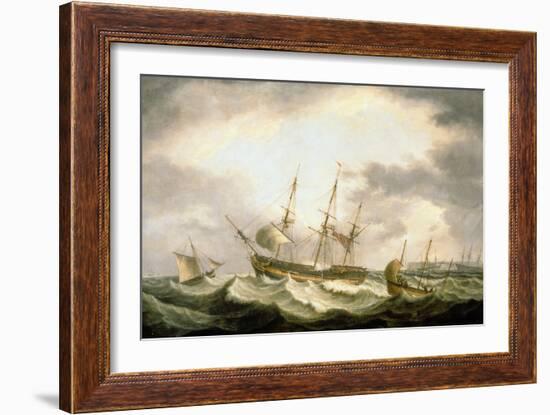 A Three Master adrift in the Downs with help at Hand-Thomas Luny-Framed Giclee Print