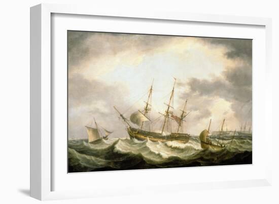 A Three Master adrift in the Downs with help at Hand-Thomas Luny-Framed Giclee Print