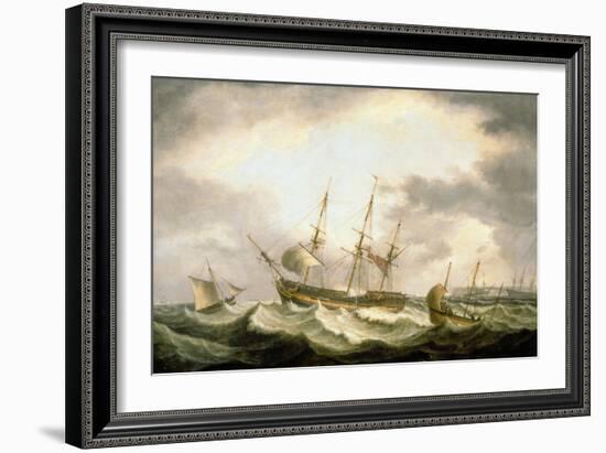 A Three Master adrift in the Downs with help at Hand-Thomas Luny-Framed Giclee Print