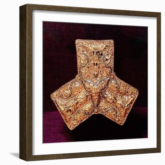 A three-tongued mounting from a Frankish sword belt-Werner Forman-Framed Giclee Print