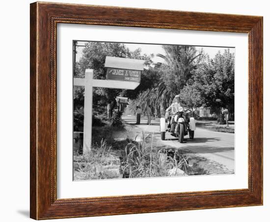 A Three Wheeled Harley-Davidson Police Bike, America, 1950S-null-Framed Photographic Print