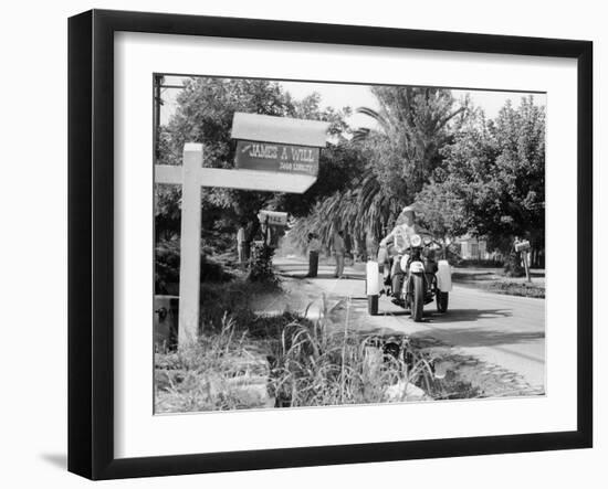 A Three Wheeled Harley-Davidson Police Bike, America, 1950S-null-Framed Photographic Print