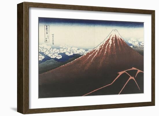 A Thunderstorm Below The Summit, c.1830-Katsushika Hokusai-Framed Giclee Print