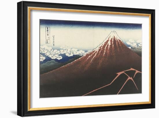 A Thunderstorm Below The Summit, c.1830-Katsushika Hokusai-Framed Giclee Print