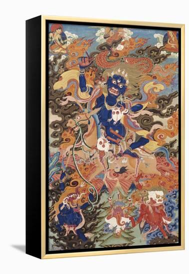 A Tibetan Thang.ka Depicting Bse'i.Khrab.Can on His Horse, circa 1900-null-Framed Premier Image Canvas